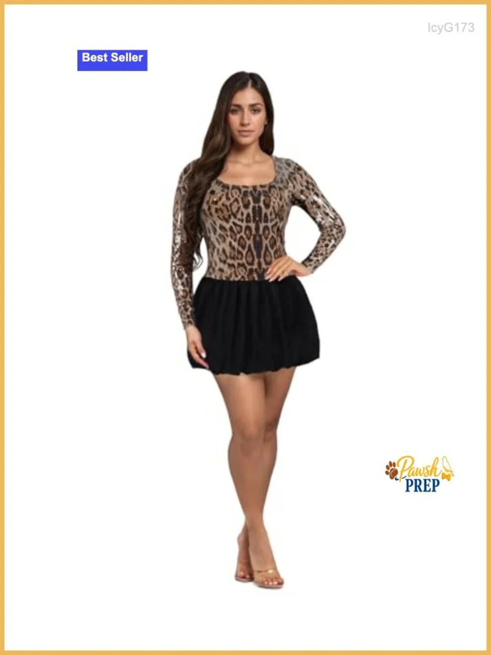 Sequin Bodycon Mini Dress Long Sleeve Party Club Night